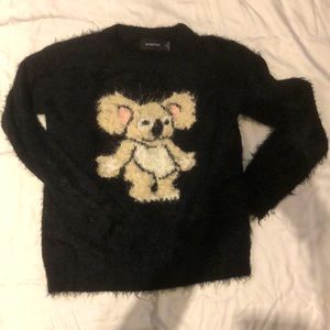 Fuzzy koala bear pull over sweater